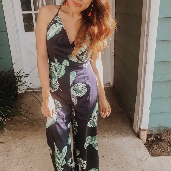 Pants - Leaf print jumpsuit Pants - Leaf print jumpsuit